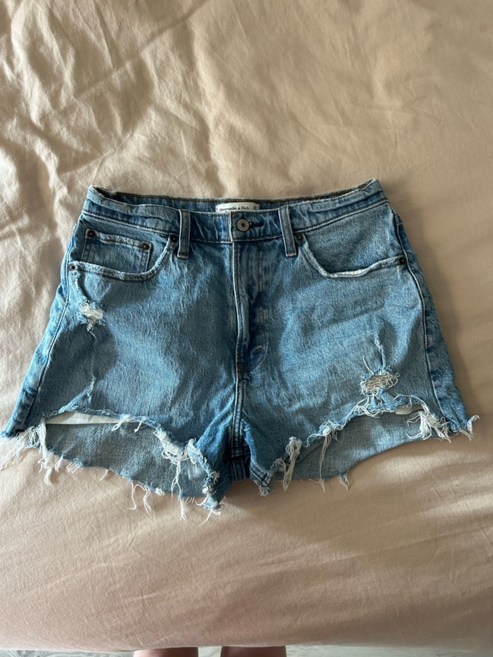 Abercrombie & Fitch Light Blue Distressed Denim Cutoff Shorts